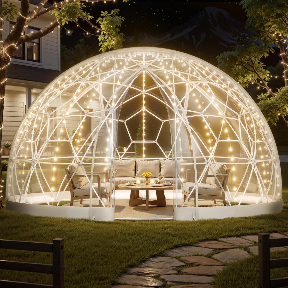 Gewächshaus, 12 × 7 m, für den Garten, Weiß/Transparent, coyrugky