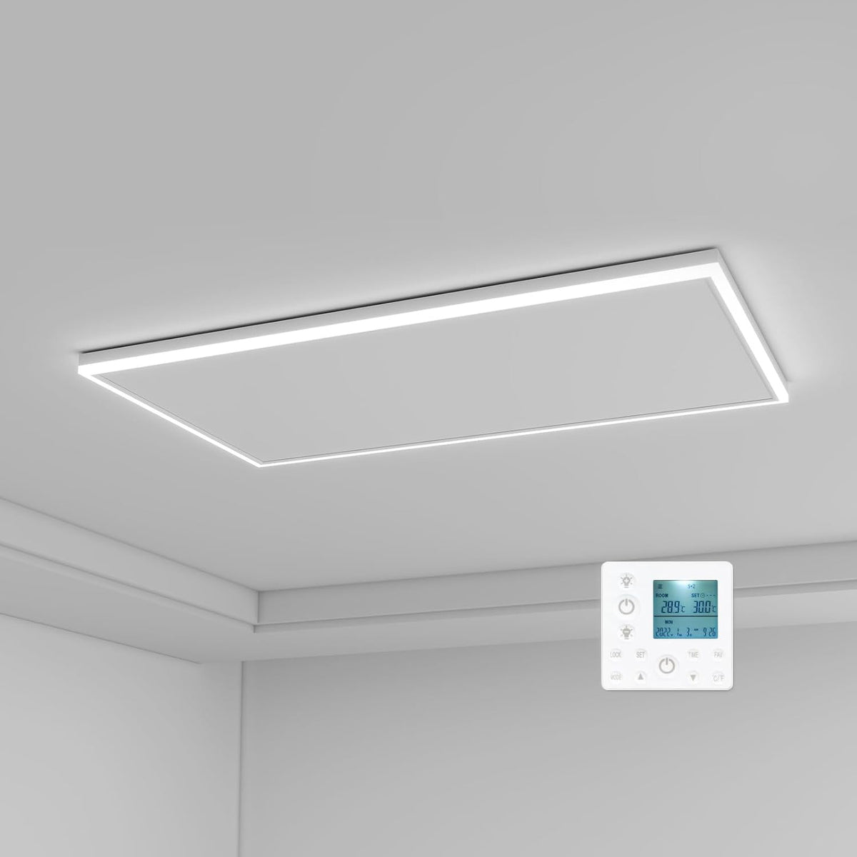 byecold Elektroheizkörper, 108 × 63 cm, mit LED, mit Fernbedienung, Weiß