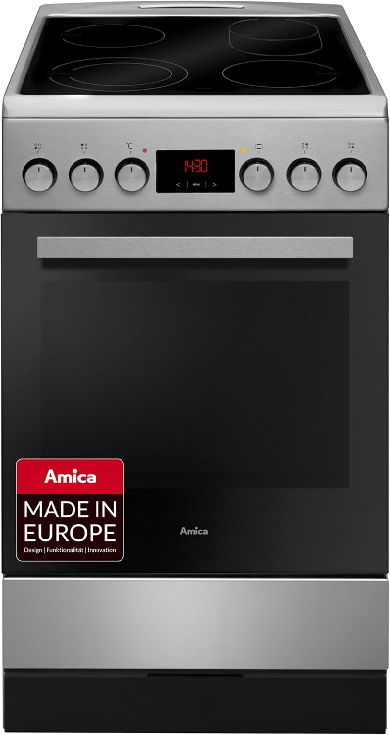 Amica MF9 Herdsets, 50 cm, mit Timer, aus Edelstahl und Stahl, Silber/Schwarz