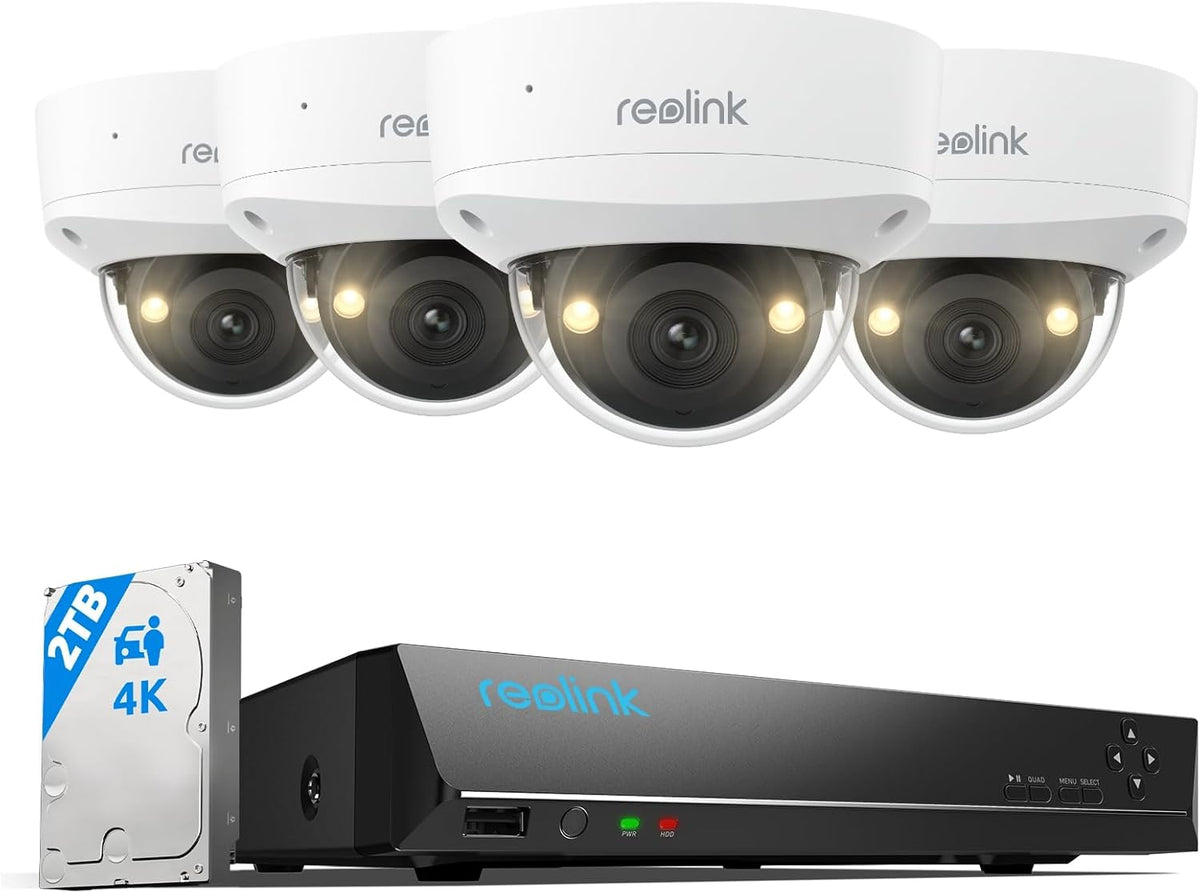 Reolink IK10 Überwachungs-NVR-Sets, 2 TB, verstellbar, mit WLAN, Weiß/Schwarz