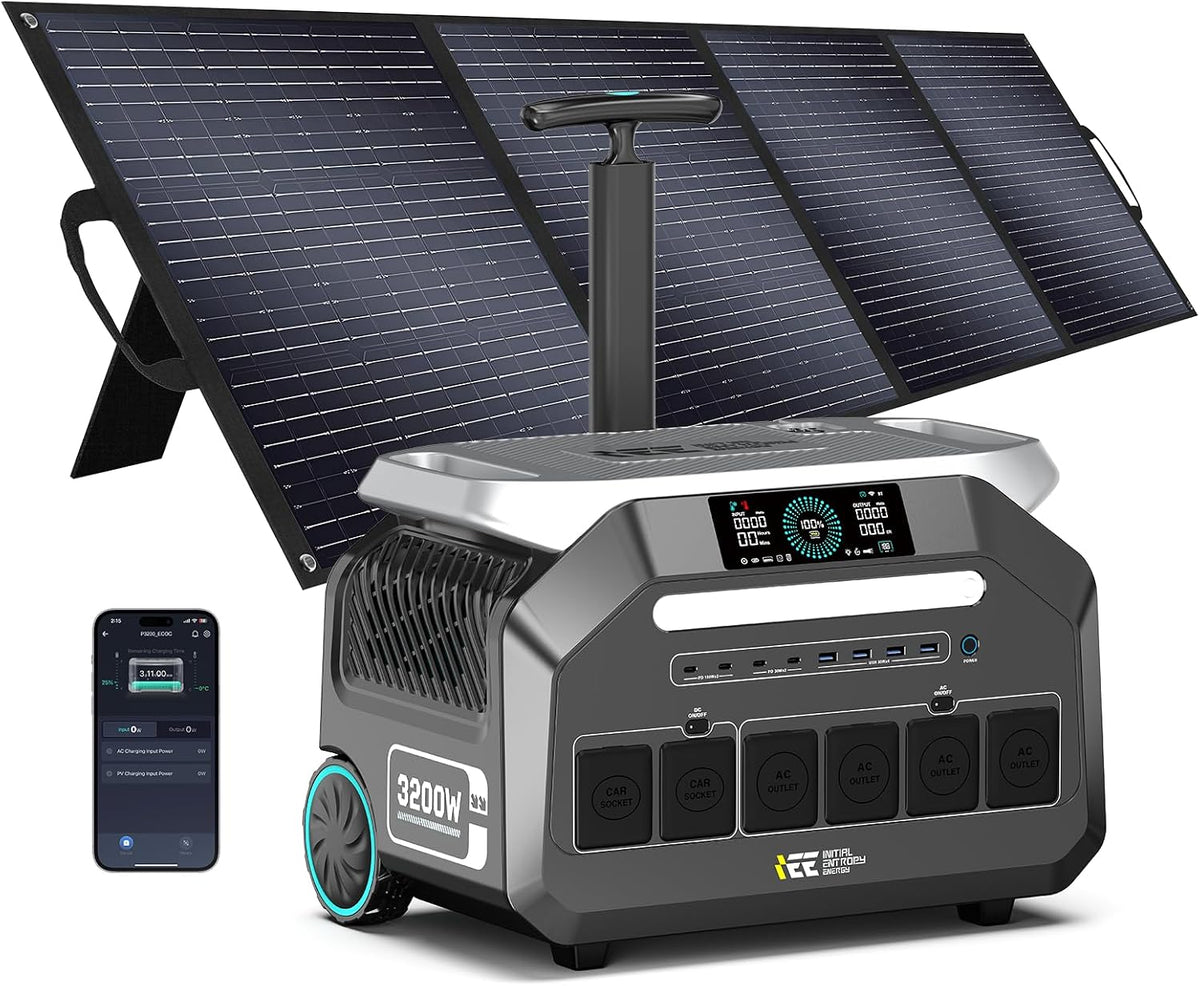 ECOGREAT P3200 Stromerzeuger, 3200 W, 2048 Wh, für Camping, Schwarz/Silber