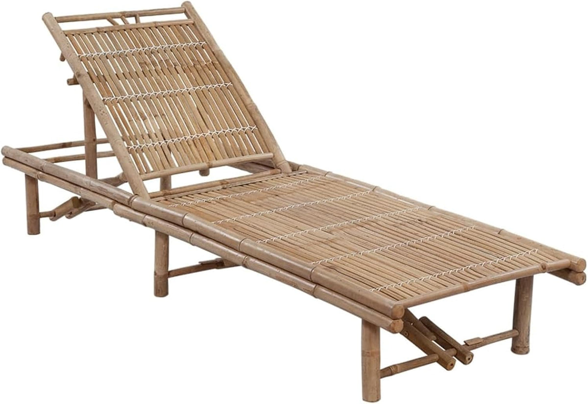 Liegen HOMELEN Bambus, 200 × 65 cm, 30–87 cm, höhenverstellbar, für den Garten und die Terrasse, aus Polyester, Braun, ATOMSTACK MAKER