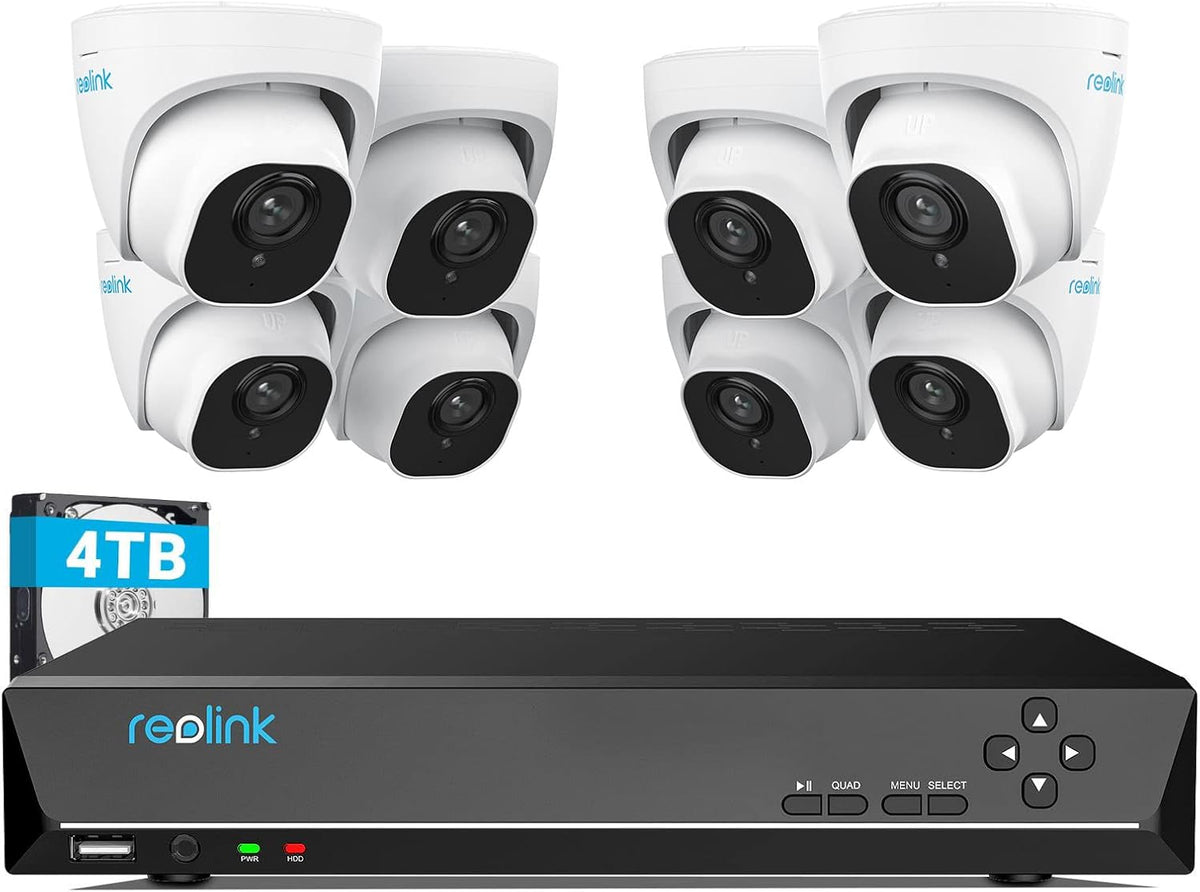 Reolink IP66 Überwachungs-NVR-Sets, 4 TB, 30 M, mit WLAN, Weiß/Schwarz