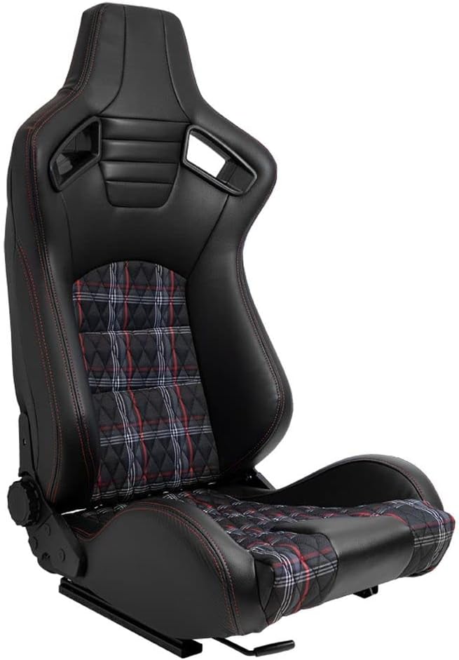 AUTO-STYLE Sitze, verstellbar, aus Kunstleder und Leder, Schwarz/Rot
