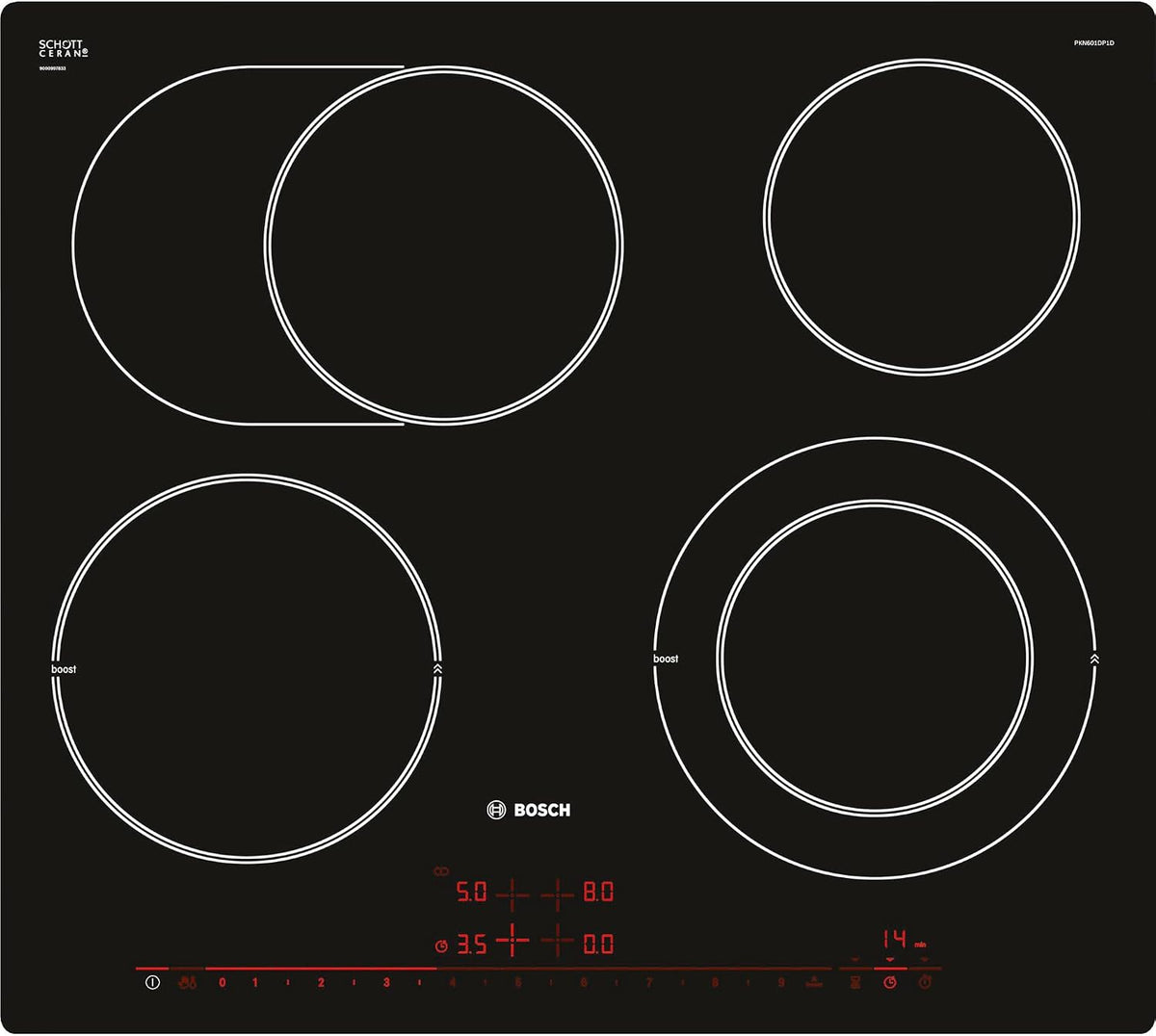 Neff PKN601DP1D Kochfeld, 60 cm, Schwarz, aus Glas und Keramik