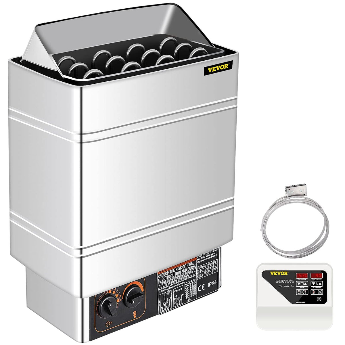 FlowerW Sauna, 9 KW, 380 V, 415 V, verstellbar, Silber/Schwarz