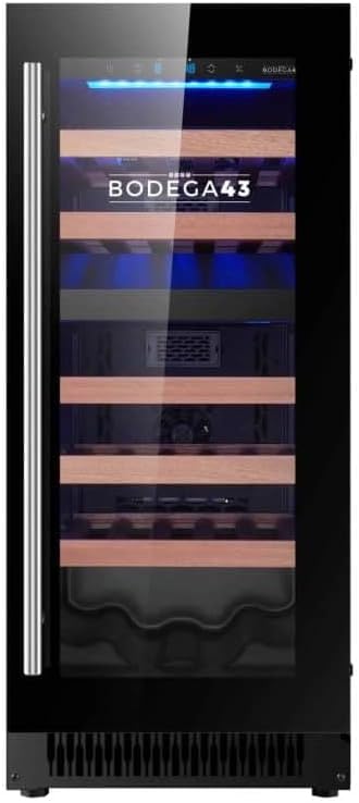 Weinkühlschrank BODEGA43-28, 39 dB, mit LED, aus Glas, Schwarz/Holz