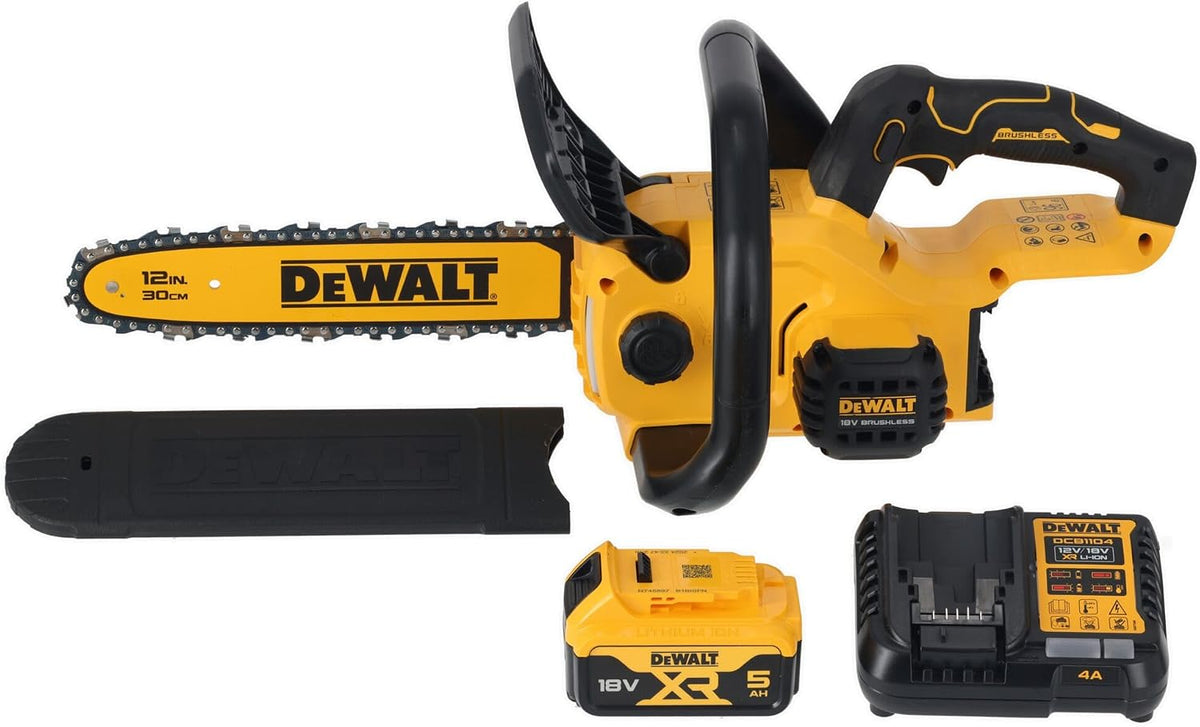 DEWALT DCMCS565P1-QW Kettensäge, 18 V, 5 Ah, 30 cm, bürstenlos, Gelb/Schwarz