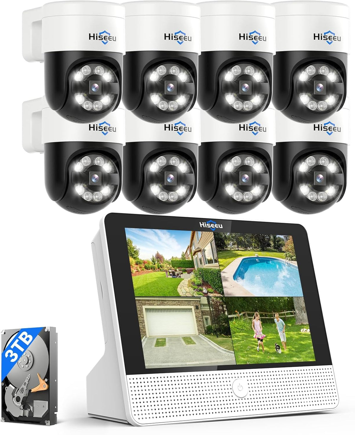 Hiseeu Surveillance NVR Kits, wasserdicht, Weiß/Schwarz