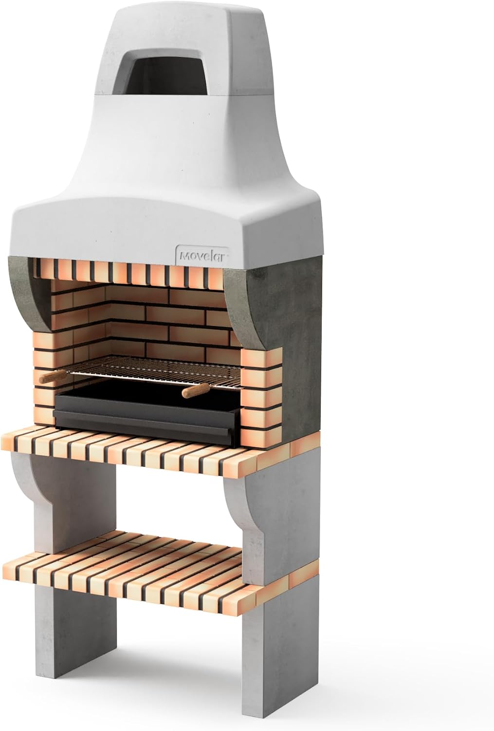 Holzkohlegrills M00354, 86,5 × 58 × 220 cm, für den Garten und die Terrasse, Grau/Orange, MAESTRO FERRETERO