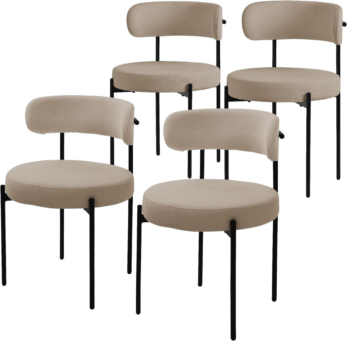 Esszimmerstühle, aus Metall und Stoff, für das Wohnzimmer und die Küche, Braun/Schwarz, ML DESIGN modern living