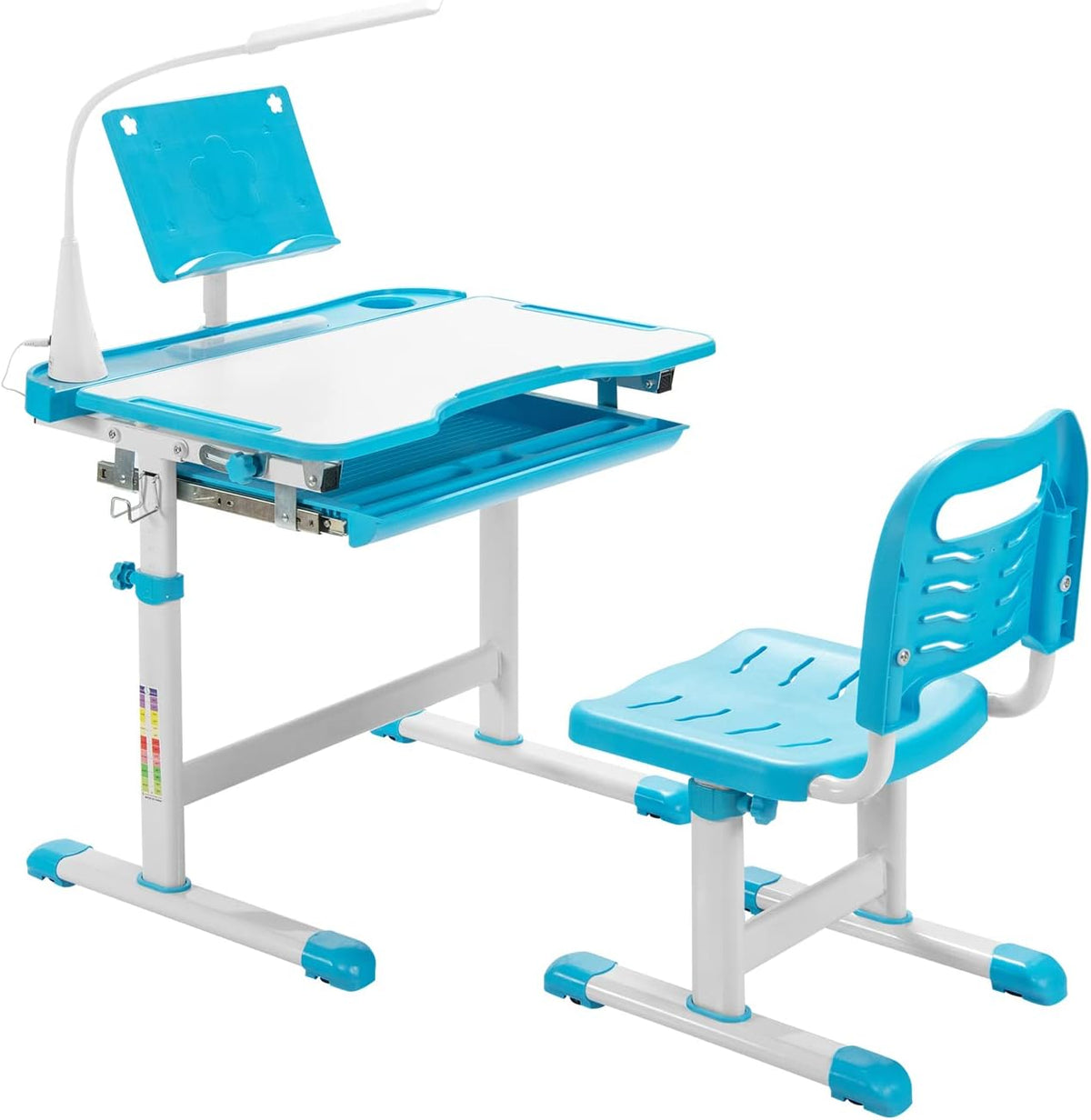 Schreibtisch-Sets, höhenverstellbar, mit LED, Blau/Weiß, DREAMADE