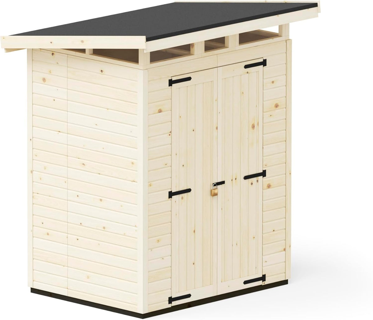 Gerätehaus Gartenhaus Strongbox M, 163 × 127 cm, für den Garten, aus Kunststoff und Stoff, Naturholz/Schwarz, Upyard