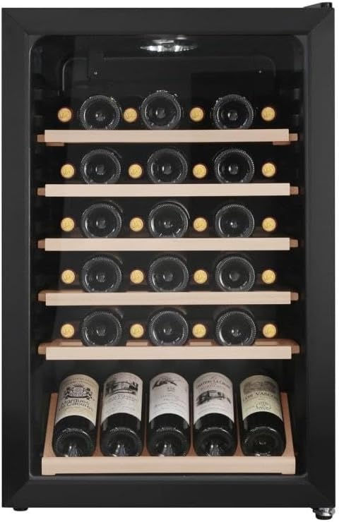 Weinkühlschrank Polar Collection 49, 4–22°C, aus Glas, verstellbar, mit LED, Schwarz, Cavin