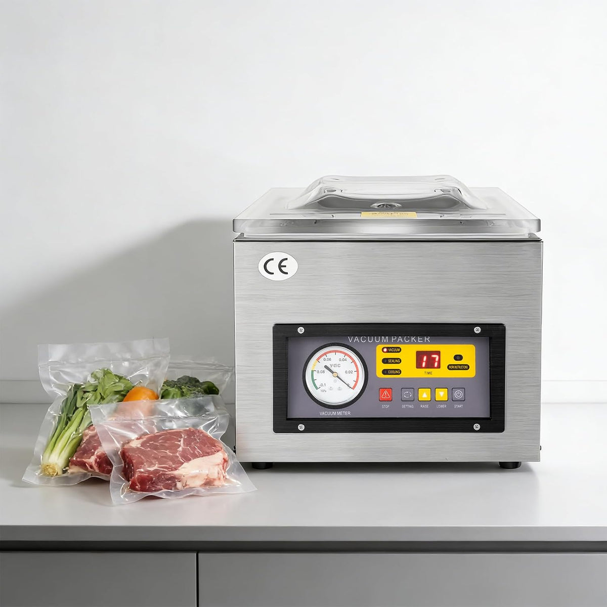 Folienschweißgeräte DZ-260S, 120 W, 220 V, 26 cm, aus Edelstahl und Stahl, Silber/Schwarz, Tenddya
