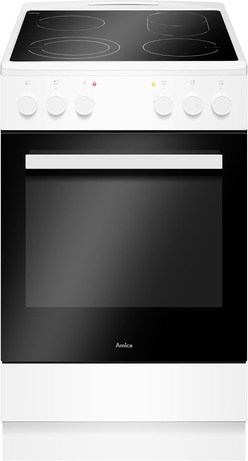 Amica Kochfeld, 021 W, 50 cm, Weiß/Schwarz, aus Glas und Keramik